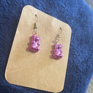 Hand Crafted Pink Gummy Bear Earrings